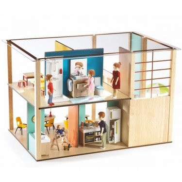 Maison de poupées meublée Djeco Cubic + Poupées