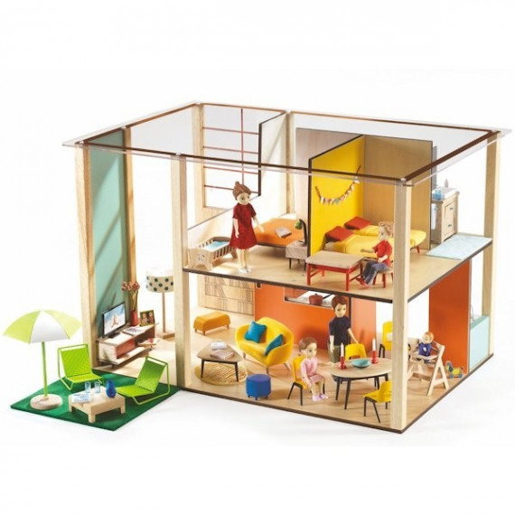 Maison de poupées meublée Djeco Cubic + Poupées