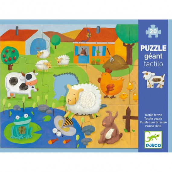 Puzzle géant Tactilo ferme 12 pcs + 8 DJECO 7117