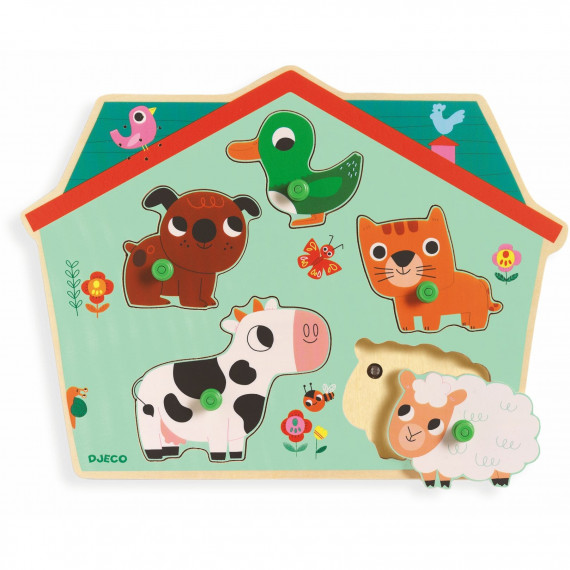 Puzzle sonore en bois 'Ouaf woof' DJECO 1707 Puzzle sonore en bois 'Ouaf woof' DJECO 1707