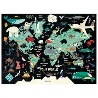 Puzzle 1000 pcs 'Le Monde' Mudpuppy