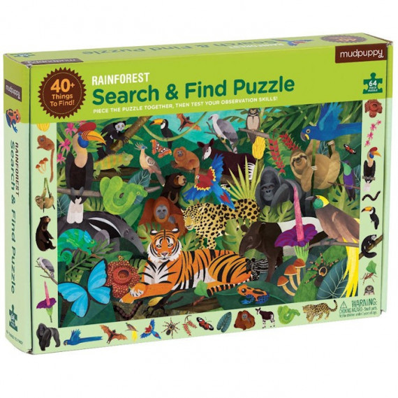 Puzzle 'Cherche & Trouve' Forêt Tropicale 64 pcs Mudpuppy