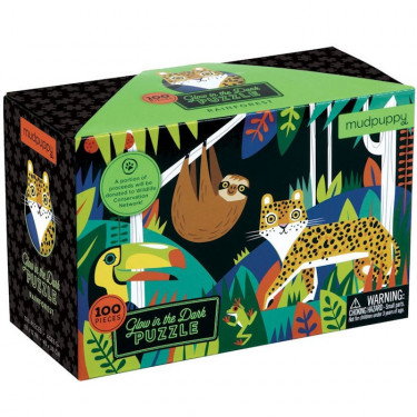 Puzzle qui Brille dans le Noir 'Forêt Tropicale' 100 pcs Mudpuppy