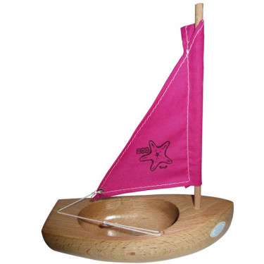 Petit voilier TIROT en bois, voile rose, modèle 200