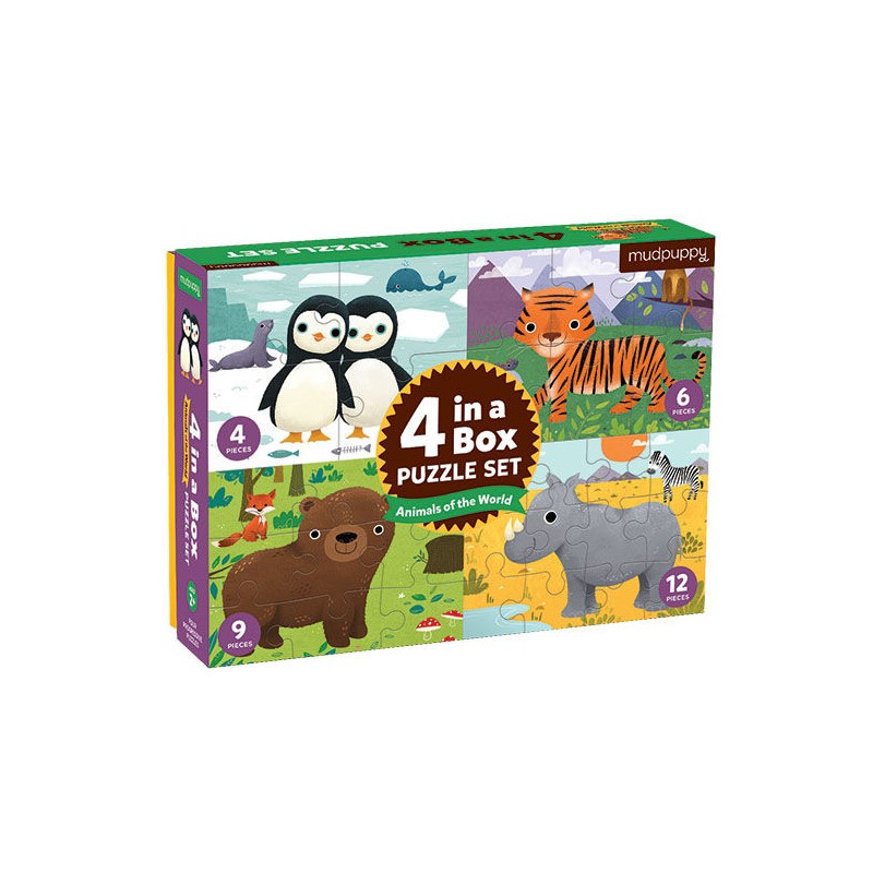 4 puzzles pour enfant 'Animaux du monde' Mudpuppy