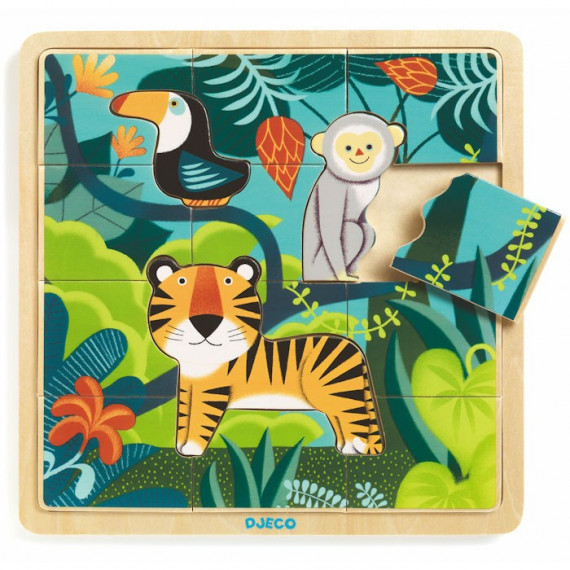 Puzzle En Bois Animaux De La Jungle Pour Enfants 2 Ans - Puzzle - Achat &  prix