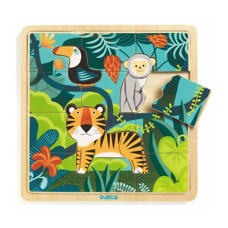 Puzzle en bois 'Puzzlo Jungle' 15 pcs DJECO 1810