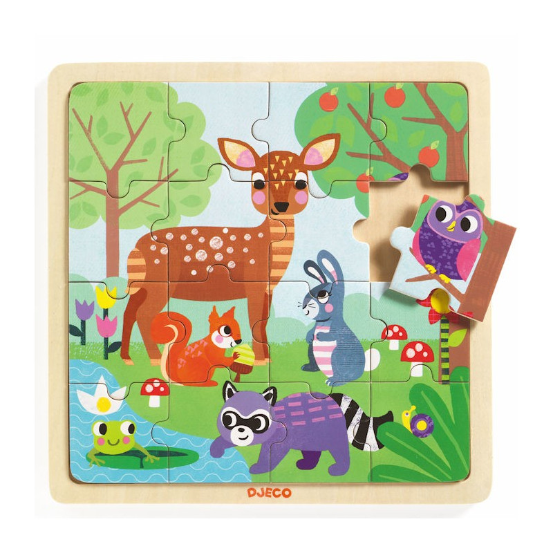 Puzzle en bois Animaux de la jungle pour enfants 2 ans