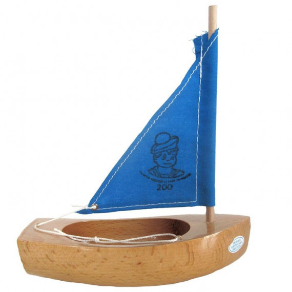 Petit voilier TIROT en bois, voile bleue, modèle 200
