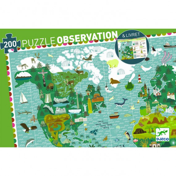 Puzzle Observation Tour Du Monde 200 Pcs Djeco 7412