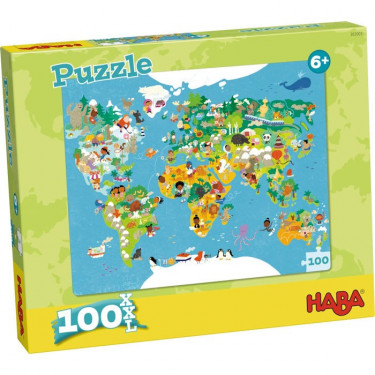 Puzzle Carte du monde 100 pcs HABA 302003