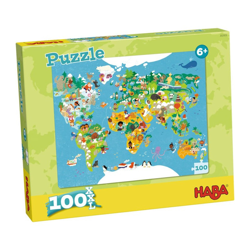 Puzzle Carte du monde 100 pcs HABA 302003