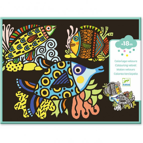 Coloriage velours "Jolis poissons" DJECO 9098 Coloriage velours "Jolis poissons" DJECO 9098