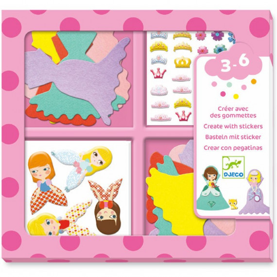 Créer avec des gommettes 'J'aime les princesses' DJECO 9053 Créer avec des gommettes 'J'aime les princesses' DJECO 9053