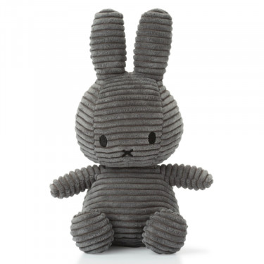 Peluche Miffy en velours côtelé gris foncé 24cm
