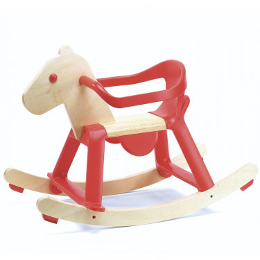 Cheval à bascule en bois avec arceau amovible DJECO 202 'Red Rock'it !'