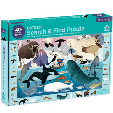 Puzzle 'Cherche & Trouve' Vie arctique 64 pcs Mudpuppy