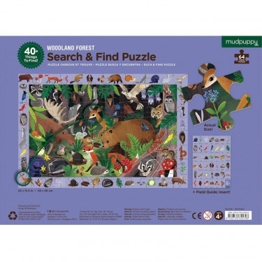 Puzzle 'Cherche & Trouve' Animaux de la forêt 64 pcs Mudpuppy