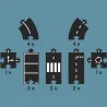 Kit de pièces du Circuit de route flexible Waytoplay, coffret 16 pièces avec diverses sections et jonctions routières.