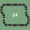 Circuit de route modulable Waytoplay coffret autoroute 24 pièces, composition d'un circuit noir complet sur fond vert.
