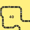 Circuit de route flexible Waytoplay, coffret King of Road 40 pcs – développé des pièces noires sur fond jaune montrant un circuit modulable de 40 pièces.