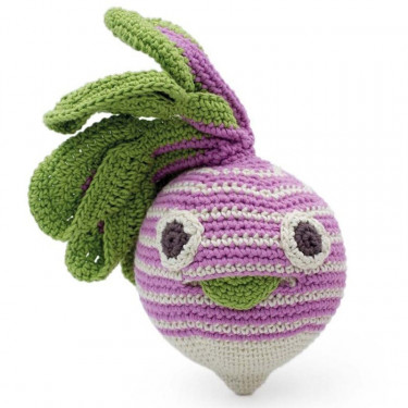 Hochet navet rayé en crochet "The veggy toys", coton bio