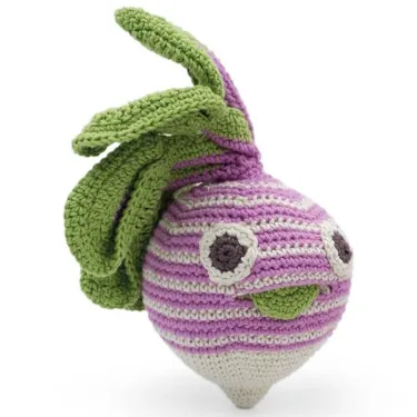 Hochet navet rayé en crochet "The veggy toys", coton bio