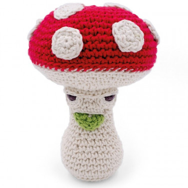 Hochet champignon en crochet "The veggy toys", coton bio