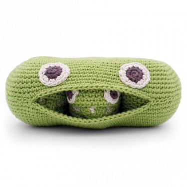 Hochet petits pois en crochet "The veggy toys", coton bio
