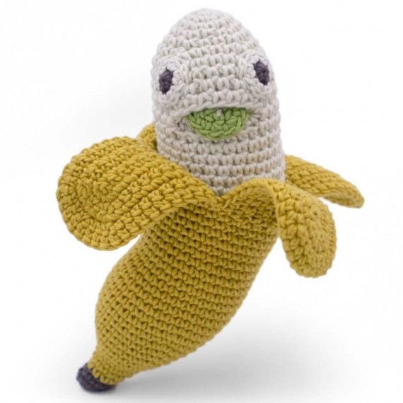 Hochet banane en crochet "The veggy toys", coton bio