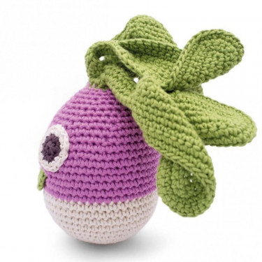 Hochet navet en crochet "The veggy toys", coton bio