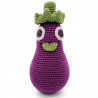 Hochet aubergine en crochet "The veggy toys", coton bio