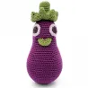 Hochet aubergine en crochet "The veggy toys", coton bio