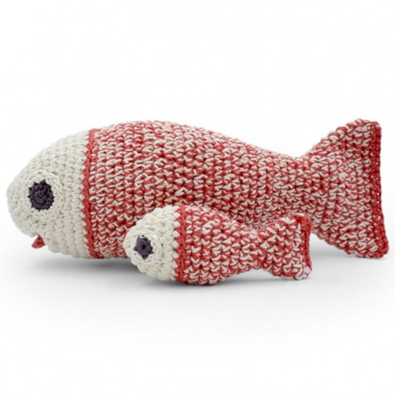 Boîte à musique poissons en crochet "The veggy toys", coton bio