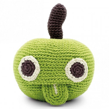 Boîte à musique pomme en crochet "The veggy toys", coton bio