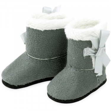 Bottes grises fourrées blanches pour poupées de 34 cm Petitcollin