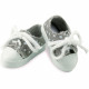 Chaussures en toile grises à pois blancs pour poupées de 34 cm Petitcollin