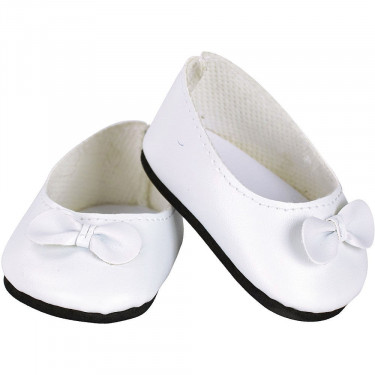 Ballerines blanches avec noeud pour poupées de 28 cm Petitcollin