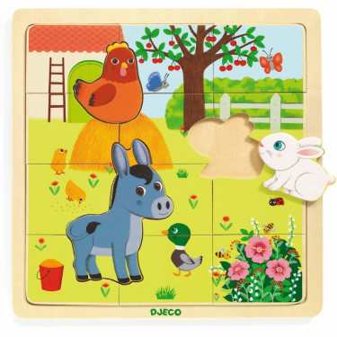 Puzzle en bois 'Puzzlo Ferme' 15 pcs DJECO 1814