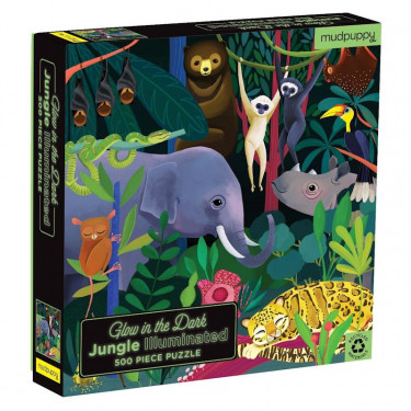 Puzzle qui Brille dans le Noir "Jungle" 500 pcs Mudpuppy