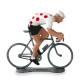 Figurine cycliste sprinteur maillot blanc pois rouge _ Bernard & Eddy