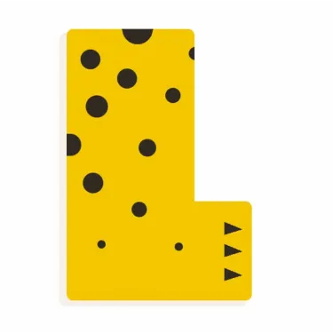 Lettre L en bois DJECO Animaux graphiques / jaune