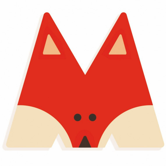 Lettre M en bois DJECO Animaux graphiques / rouge