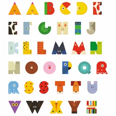 Lettre Q en bois DJECO Animaux graphiques