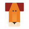 Lettre T en bois DJECO Animaux graphiques / orange et rouge foncé
