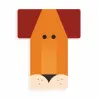 Lettre T en bois DJECO Animaux graphiques / orange et rouge foncé