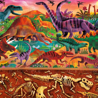 Puzzle dessus-dessous 'Le monde des dinosaures' 48 pcs CROCODILE CREEK