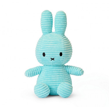 Peluche Miffy en velours côtelé bleu pastel 24cm
