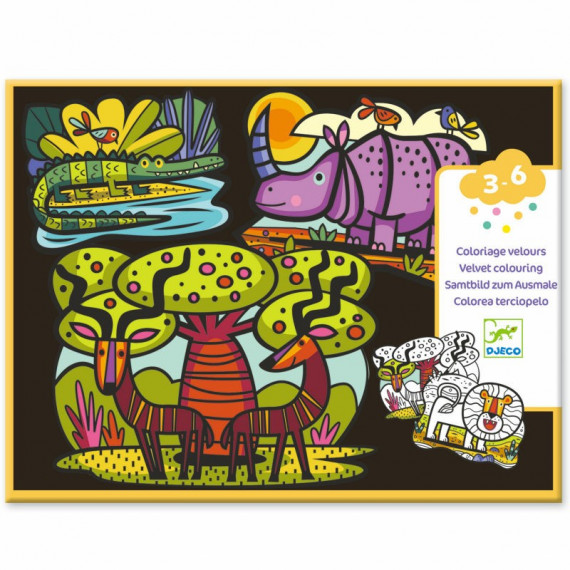coloriage velours animaux de la savane djeco 9622 thomas train