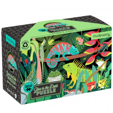 Puzzle qui Brille dans le Noir 'Grenouilles et lézards' 100 pcs Mudpuppy